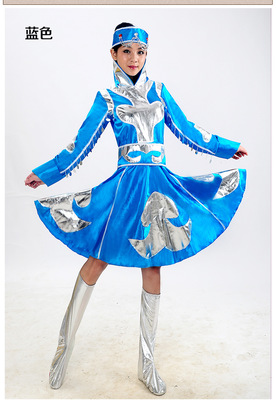 十一必备 新款蒙古族舞蹈服装演出服女 少数民族服装 裙袍蒙古袍女
